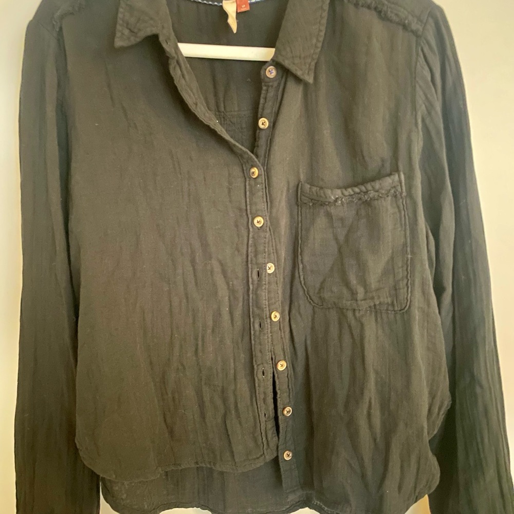 Casual Black Button-Up Shirt